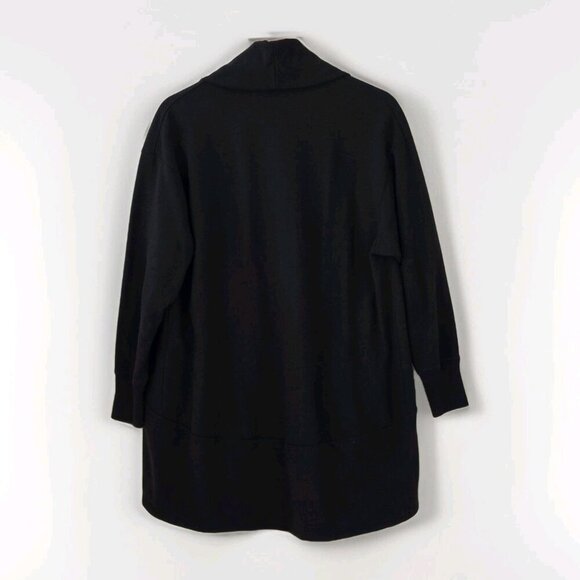 Theory Kolma Cardigan Womens S Black LS Cocoon Open Cotton Blend Pockets Capsule - Picture 2 of 16